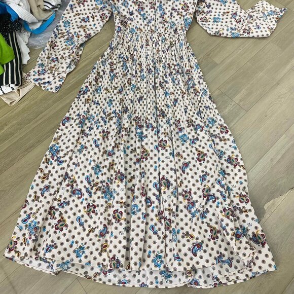 Long Sleeve Printed Maxi Dress with Round Neck - Picture 2 of 4